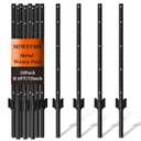 Metal Garden Fence Posts– Heavy Duty U-Post for Wire Fencing, 6 FT Black