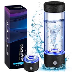 2025 New Hydrogen Water Generator Bottles, Portable Hydrogenated Water Bottle with SPE PEM Technology, 420ml Hydrogen Water Bottle Generator, Rechargeable Ionizer Machine for Home, Office, and Travel (Black)