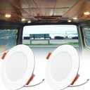 2-Pack RV Recessed LED Ceiling Lights 12V 3, Ultra Thin Puck Lights 3W 3000K Dimmable RV Lights Interior for Camper Lights Cargo Trailer Under Cabinet Van Boat