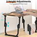 Laptop Desk for Bed Height Adjustable, Lap Bed Table with USB/Storage Drawer/Cup Holder/Tablet Stand/Book Shelf, Foldable Breakfast Tray Portable for Reading Writing, Sofa & Floor, Carbonized