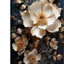 3D Abstract Flower Canvas Wall Art White Floral Texture Poster Prints Serene Blossoms Wall decor pictures for Bedroom and Bathroom Home Decorations Framed (12inx16in Canvas)