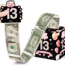 3 x Azbuk 13th Birthday Money Box for Cash Gift, Pink Gold Surprise Birthday Gift Set