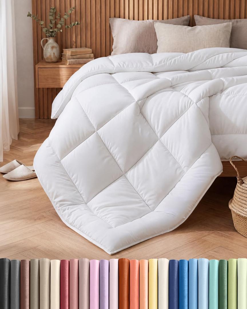 King Size, White Alternative Down Comforter - Warm, Lightweight & Breathable Hotel Quality Bedding Set for Men, Women, Kids and Teens - All Season Oversized Cooling Microfiber Duvet Insert Comforter