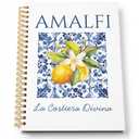 Italian Amalfi Coast Lemon Notebook Journal, Blue and White Floral Mediterranean Tiles Lemons Tree Gifts Notebook , Hardcover Spiral Journal