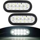 RUNHWEE 6" Oval LED Trailer Lights Kit, 2PCS Waterproof Stop/Turn/Brake Tail Lights with 10 LED Markers for Truck, RV, Boat, Trailer (white) DOT Compliant