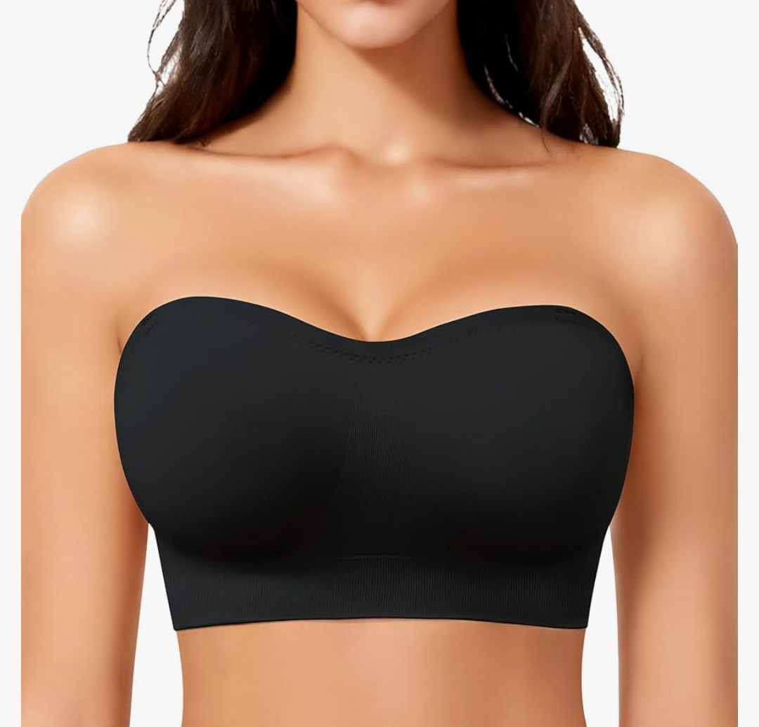 Strapless Bras for Women, Wireless Push Up Bandeau Bra, Seamless Padded Anti-Slip Tube Top Everyday Bralette Medium