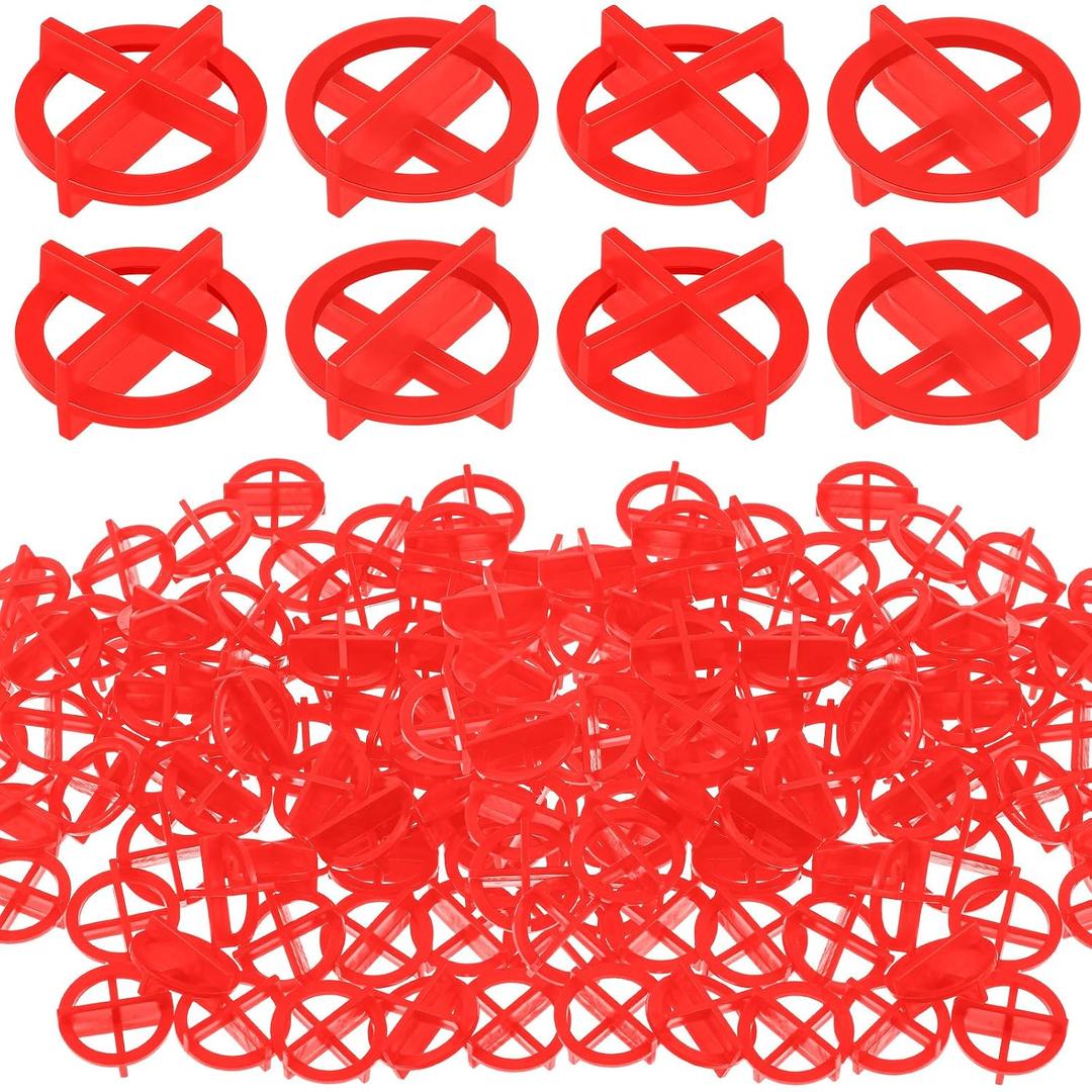 Nuanchu 500 Pcs 1/16"(2mm) Tile Spacers Removable Cross Ceramic Spacers Corner Separators Reusable Wall Floor Construction Tool Plastic Leveling Clips for Various Types of Tile Leveling (Red)