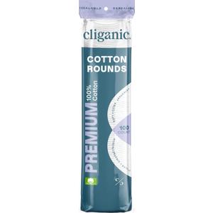Cliganic Premium Cotton Rounds for Face (100 Count) | Makeup Remover Pads, Hypoallergenic, Lint-Free | 100% Pure Cotton