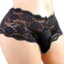 Gay Sissy Femboy Panties Mens See-Through Lace Lingerie Thong Briefs for Crossdressers, Sexy Sheer Underwear (XL)