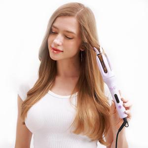 Automatic Curling Iron-Hair Curler Automatic Rotating Wand-Four Speed Temperature Adjustment,-Diameter 28mm- Comes with 1 Hair tie and 2 Hair Clips (Purple)