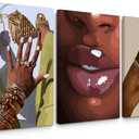 Black Girl Wall Art African Woman Canvas Wall Decor American Black Women Wall Art Black Female Pictures Fashion Abstract Poster for Home Bedroom 16x24 Inch Framed Set of 3 (Black Hands Prints)