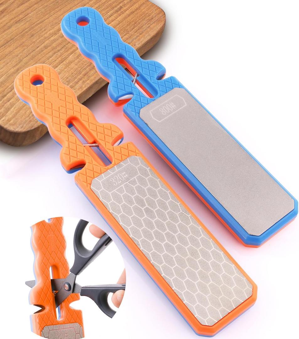5-in-1 Diamond Knife Sharpener for Home Kitchen - Sharpening Tools for Scissors, Chef Knives, Fruit Knives with Dual-sided Grits