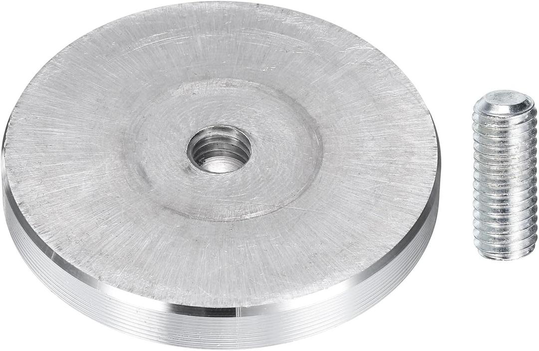 uxcell 1Pcs Round Shape Aluminum Disc, M8 Thread 50mm Diameter Aluminum Circle Disc Glass Top Adapter for Glass Table Furniture Coffee Tables, Silver