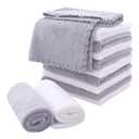 MOONQUEEN Microfiber Facial Cloths Fast Drying Washcloth 12 Pack - Premium Soft Makeup Remover Cloths - Highly Absorbent (White-grey)