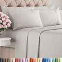 Queen 6 Piece Sheet Set - Comfy Breathable & Cooling - Ultra-Soft Hotel Luxury Bedding Set w/ 8-16 Inch Deep Pockets - 1 Flat & 1 Fitted Sheet & 4 Pillowcases - Wrinkle Free & Easy Care - French Grey