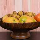 EDHAS Mango Wood Decorative Wooden Bowl Hand Carved Home Decor for Dining Table Center, Living Room, Kitchen Dcor (12" x 12' x 4.75")