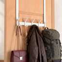 Long Over The Door Hooks Hanger with 15.75" Arms for Easier Access by Shorter, J16U, Perfectly Fits US Standard 1 3/8-inch Doors, Towel Rack Bathroom Organizer Holder, Rustproof, White