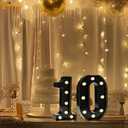 Pooqla Decorative Led Light Up Number Letters, Black Plastic Marquee Number Lights Sign for 10th Birthday Party Wedding Decor Battery Operated Black Decoration 10