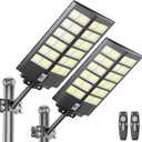 Vzyhik 4-Pack 8000W,240000LM Solar Street Light,Wide Angle Lamp, Waterproof IP67,with Remote Control & Motion Sensor,The Ultimate Lighting Solution for Parking Lots and Beyond