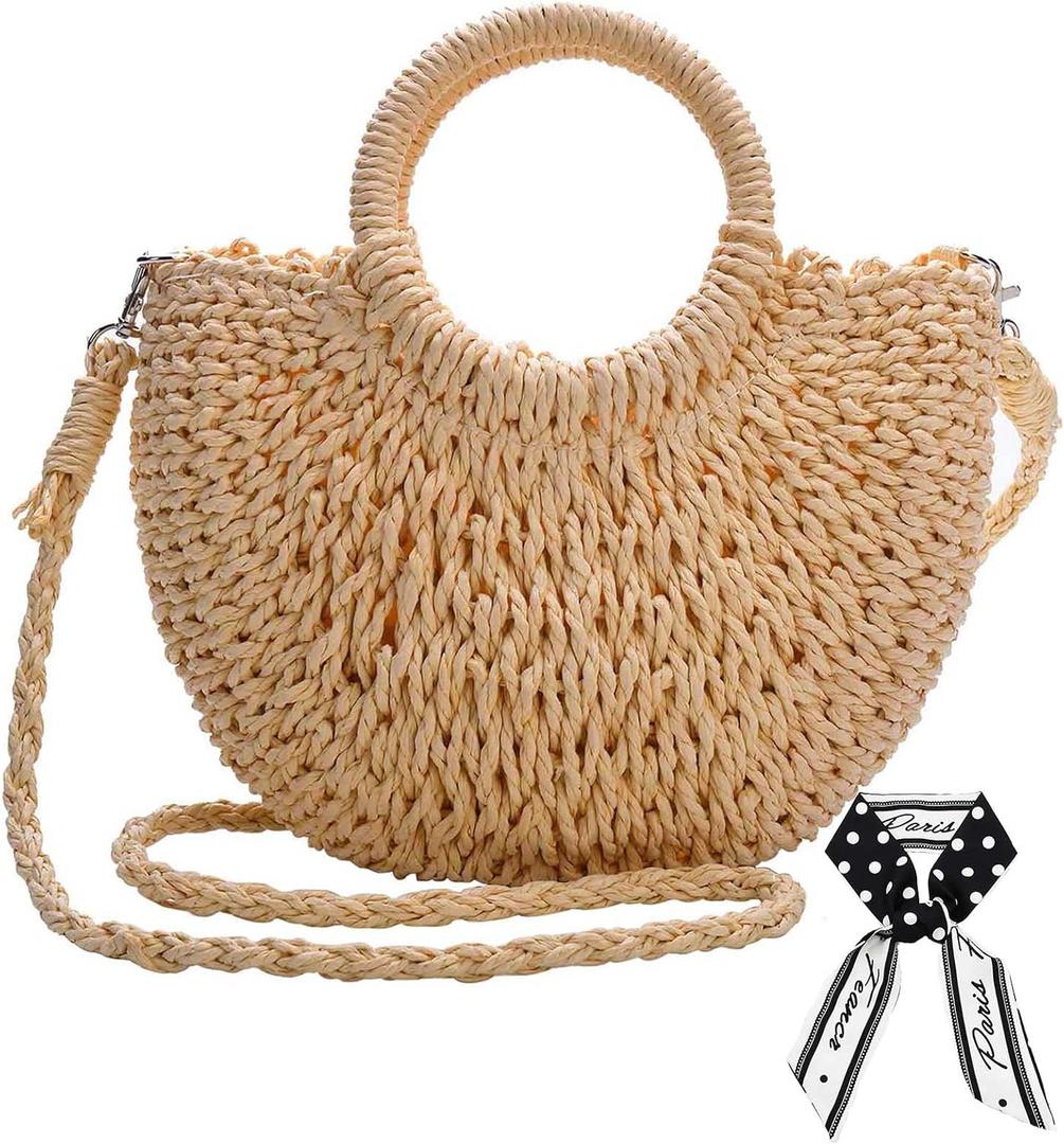 Dailyacc Straw Shoulder Bag For Women Woven Purse Beach Envelope Clutch Straws Wallet (Tote-brown)