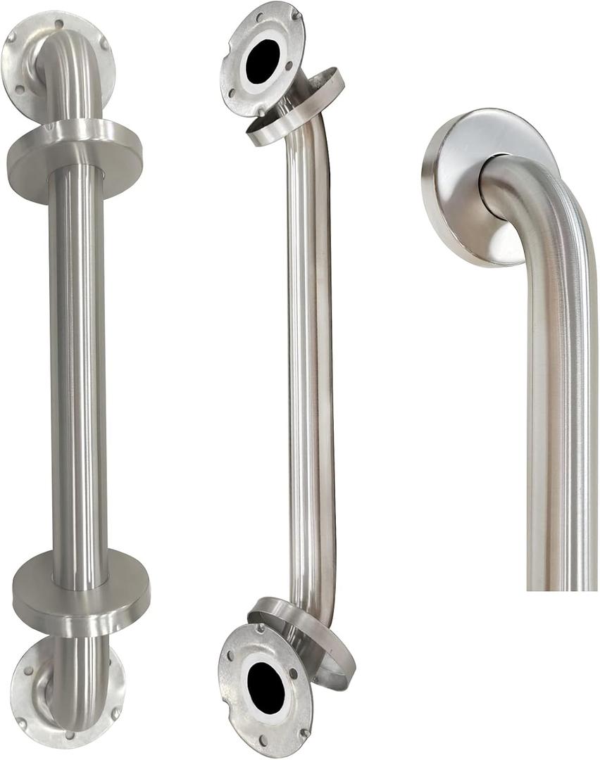 18 Inch Shower Grab Bar 2 Pack, 18" L x 1.25" D Brushed Nickel All-Welded Stainless Steel, ADA Safety Shower Handle for Bathroom,Stairway,Anti-Slip Grab Bars for Elderly,Handicap,Pregnant