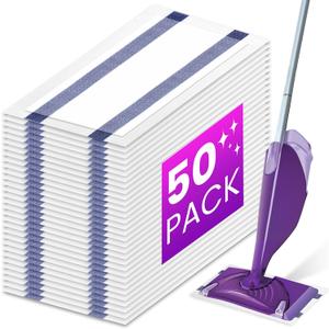 50 Count Disposable Wet Pads Refills for Swiffer Wet Jet Spray Mop, Mopping Pads Refills for All Hard Floors, Multi-Layer Thick and Absorbent Wet Jet Replacement Pad
