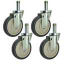 Premium 5" Metro Shelving Brake Casters with Floor Protective Wheels - Set of 1 (With Brake) Grey