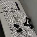 Fisoew Womens Striped 2 Piece Outfits Casual Sweatshirt Skirt Set Long Sleeve Skort Workout Set Matching Lounge Sets (X-Large, Black)