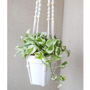 Macrame Plant Hanger Extra Long (52") Indoor Plant Holder with Beads, no Tassel- Long Plant Hanger for Tall Ceiling- Hanging Plant Holder for 6-14Pots -(1 Pack)