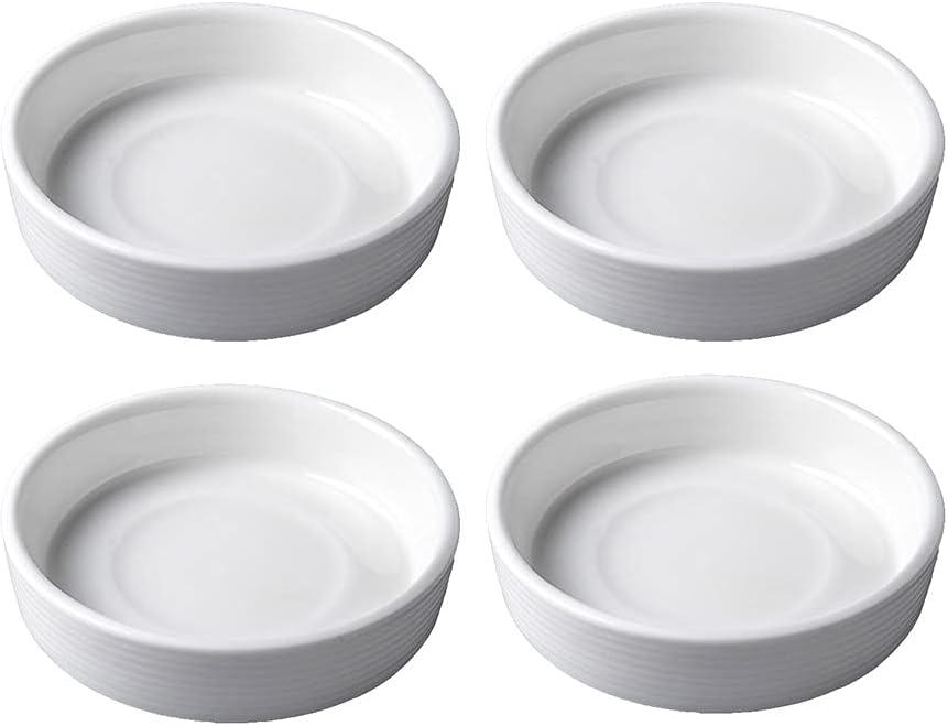 4pcs White Ceramic Seasoning Dishes Appetizer Plates,3 Inches