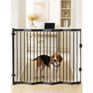 No Pawblems Retractable Safty Gate, Metal Adjustable Dog Gate for Doorways, Stairs & Hallways, Expands to 45" Wide, 36" Tall Gate, Auto Retract Design, No Bottom Bar, Black
