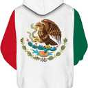 Unisex Fashion Sweatshirt Pullover 3D Mexico Flag Graphic Hoodie (White, M)