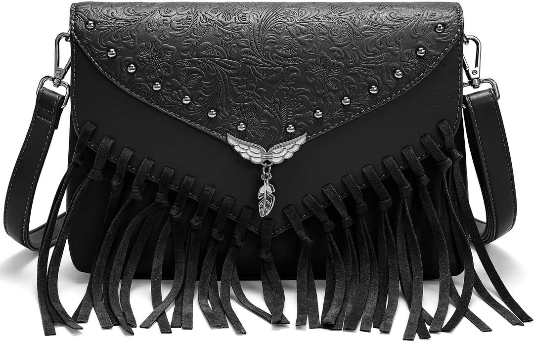 Western Crossbody Purse for Women Festival Cowgirl Fringe Bag with Adjustable Strap