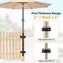ZZM Patio Umbrella Holder for Deck Railing, Adjustable Deck Umbrella Mount Outdoor, Attachable to Railing Mounting Brackets - Upgraded 3 Screws to Secure Umbrella Handle, Maximizes Deck Space (Dark)