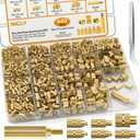 INCLY 440PCS Threaded Inserts Set with Soldering Tip & Adapter, M2 M2.5 M3 M4 M5 M6 Female Thread Metric Knurled Nuts Assortment KitBrass Hardware Nuts for Plastic and 3D Printing Component