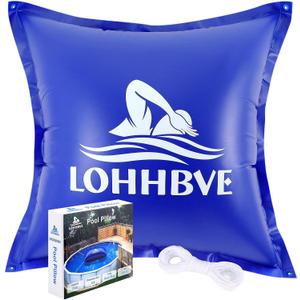 4x4 Pool Pillow for Above Ground Pools  0.4mm Thick PVC Cold-Resistant Pool Cover Air Pillow with 50 Ft Rope, Winterizing Ice Equalizer Inflated Closing Winter Kit for Supporting Pool Cover