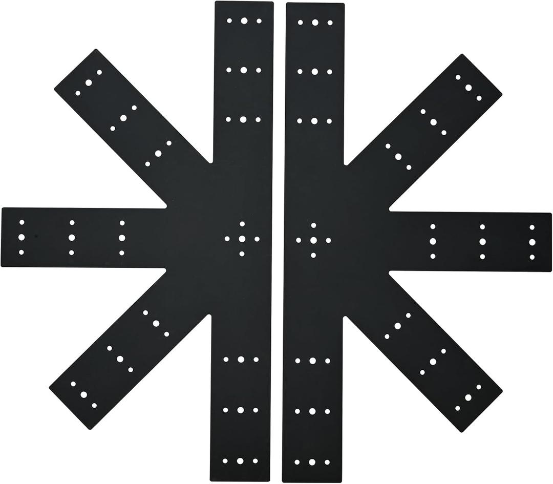 2pcs 24"x13.5" Gable Plate Black, 12:12 Pitch Pergola Truss Roof Steel Bracket for Wood 4x4/6x6, Heavy Duty Powder Coated Gable Bracket