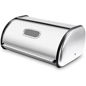 Stainless Steel Bread Box for Kitchen Countertop, Extra Thick Sturdy Bread Storage Container Large Bread Keeper Roll Up Style， Capacity Bread Keeper, 17 x 11 x 7.5 Inches