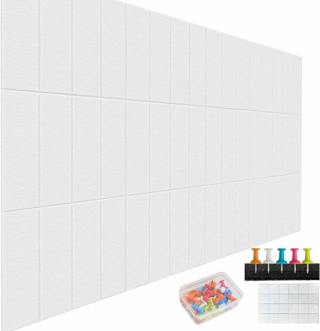 12 Pack Large Cork Board Alternative, 47" x 35" Bulletin Board, Felt Wall Tiles with Safe Removable Adhesive Tabs, Cork Boards for Walls Office School & Home