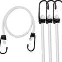 WORKPRO 24 Inch Bungee Cord with Hooks, 4 Pack Superior Rubber Heavy Duty Straps Strong Elastic Rope for Outdoor Tent, Luggage Rack, Camping, Cargo, RV, Bike, Transporting, Storage, White