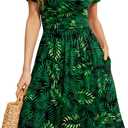 WEACZZY Women's Summer Short Sleeve Casual Dresses V-Neck Floral Party Dress with Pockets (Large)