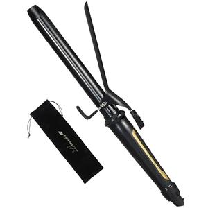 Lanvier 1 Inch Extra Long Hair Curling Iron with Ceramic Tourmaline Barrel, Professional Hair Curler up to 450°F with Dual Voltage for Worldwild Use, Hair Waving Style Tool for Girls&Women–Black