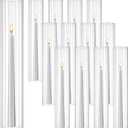 12 Pcs Hurricane Glass Candle Holders 2.5 x 14 Open Ended Tube Ribbed Shade Bottomless Chimney Cylinder Taper Candle Cover for Wedding Anniversary Table Centerpiece