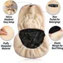 ZONETECH Sheepskin Seat Covers Fuzzy Car Seat Covers Ivory Australian Merino Wool Fluffy Fur Auto Accessories All Season Protection for Your Seats Universal Fits Most Car SUV Airbag Compatible 2-Pack