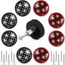 Fumete 12 Pieces Christmas Buffalo Plaid Cabinet Knobs Covers Red Black Plaid Drawer Knobs Dressing Cupboard Wardrobe Closet Pulls Handle with Screws for Christmas Holiday Decor, 1.1 Inches/ 28 mm