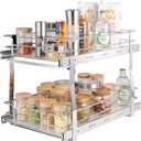 VEVOR 2 Tier 12.7" Wx21 Dx3.1" H Pull Out Cabinet Organizer, Heavy Duty Slide Out Pantry Shelves, Chrome-Plated Steel Roll Out Drawer for Under Sink, 11.8" Wx20.3" Dx3.1"H Install Size for Cabinet