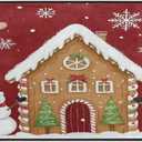 Gredecor Christmas Winter Kitchen Rug Anti Fatigue Gingerbread House Snowmen Red Decorative Kitchen Mats Non Skid Washable Floor Rugs Runner Home Decor 39"x20"