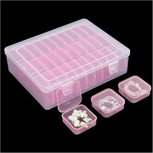 Small Clear Plastic Bead Storage Containers-Pink Plastic Box-30Pcs Craft Storage Box with Hinged Lid, 1sheet Labels, Mini Boxs for Jewelry Making, Diamond Art, Crafts, Small Parts (1L + 30S)