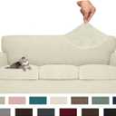 MAXIJIN 4 Piece Couch Covers for 3 Cushion Couch Sofa Covers, Stretch Couch Slipcovers for Sofas with 3 Cushions, Thick 3 Seat Furniture Protector for Dogs Pet (71"-91", Beige)