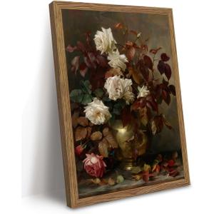 Vintage Framed Wall Art Moody Floral Dark Academia Decor Aesthetic 12x16 In